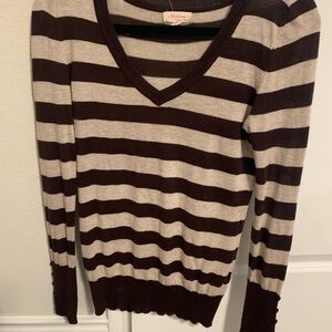Ambiance Brown and Cream Striped Sweater